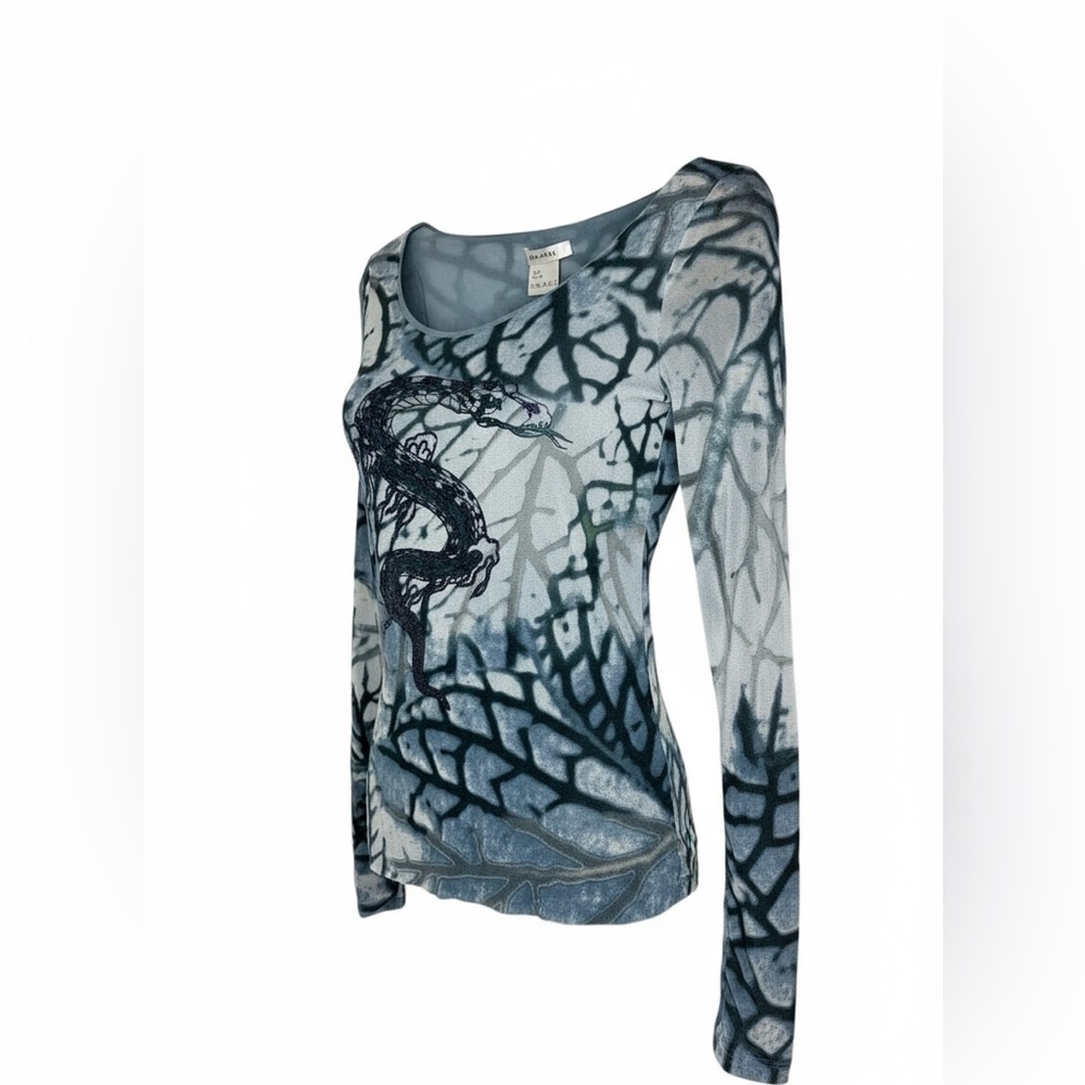 D. Extetior Stretchy Y2K Vintage 90’s Beaded Snake Print Top L/XL